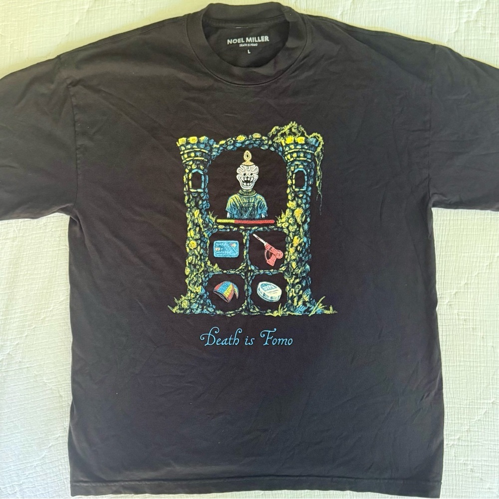 Noel Miller Death is FOMO Graphic T-Shirt Black Size L Comedy YouTuber Tee